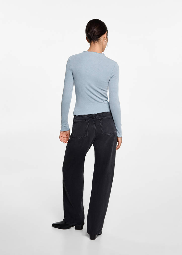 Long-sleeved t-shirt with decorative seams — Sky Blue