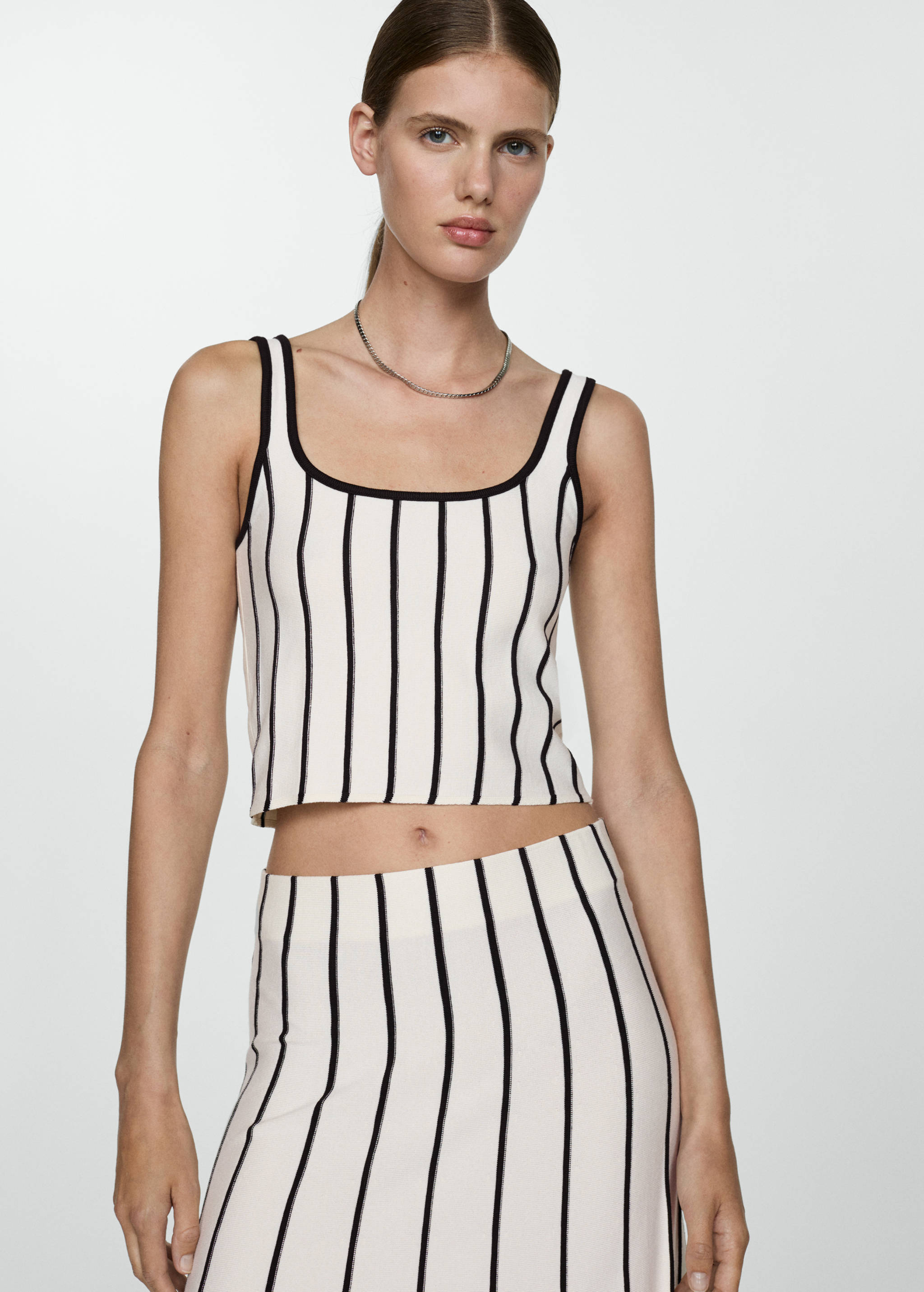Striped knitted crop top - Medium plane