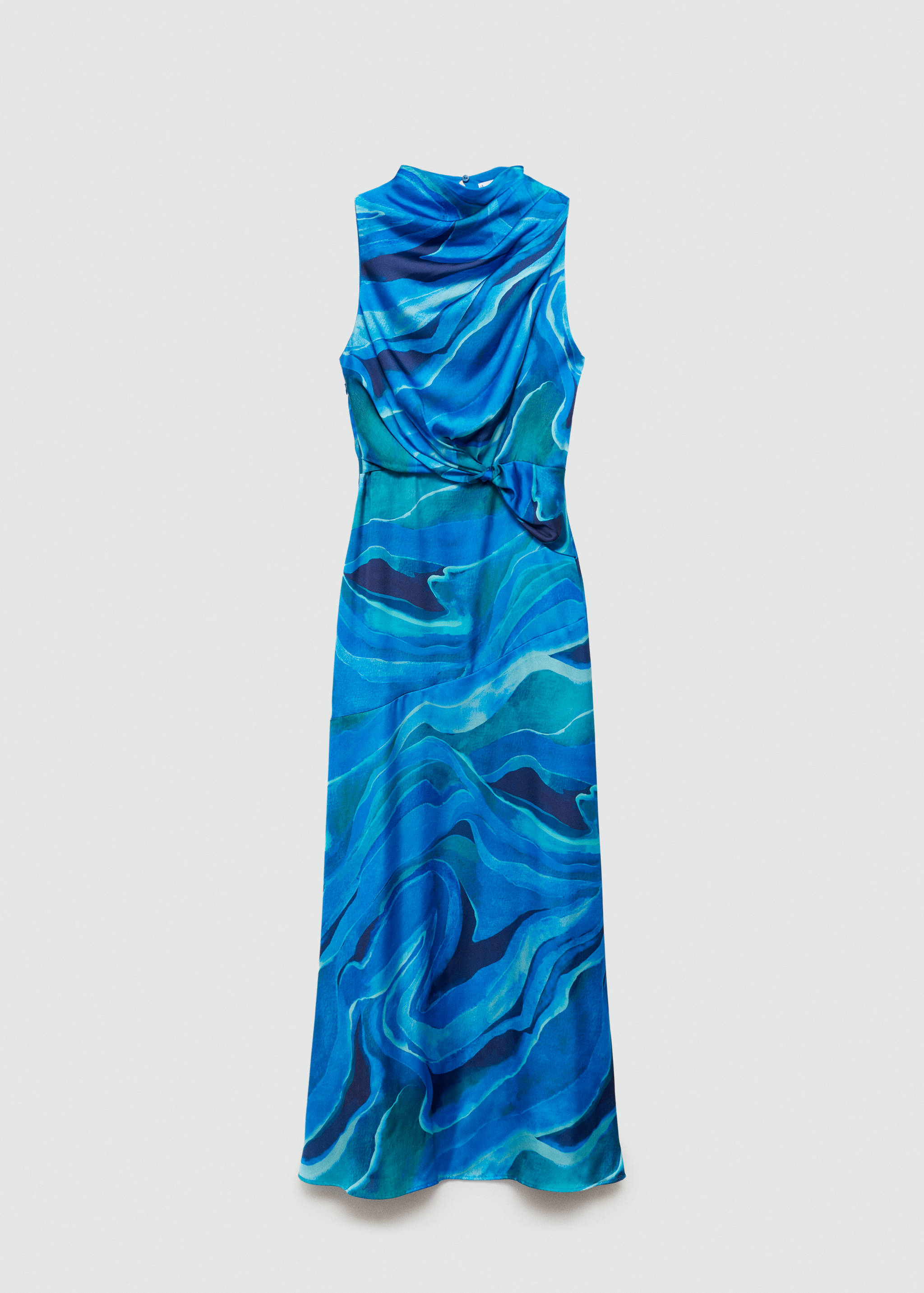 Satin printed dress with draped neck - Article without model