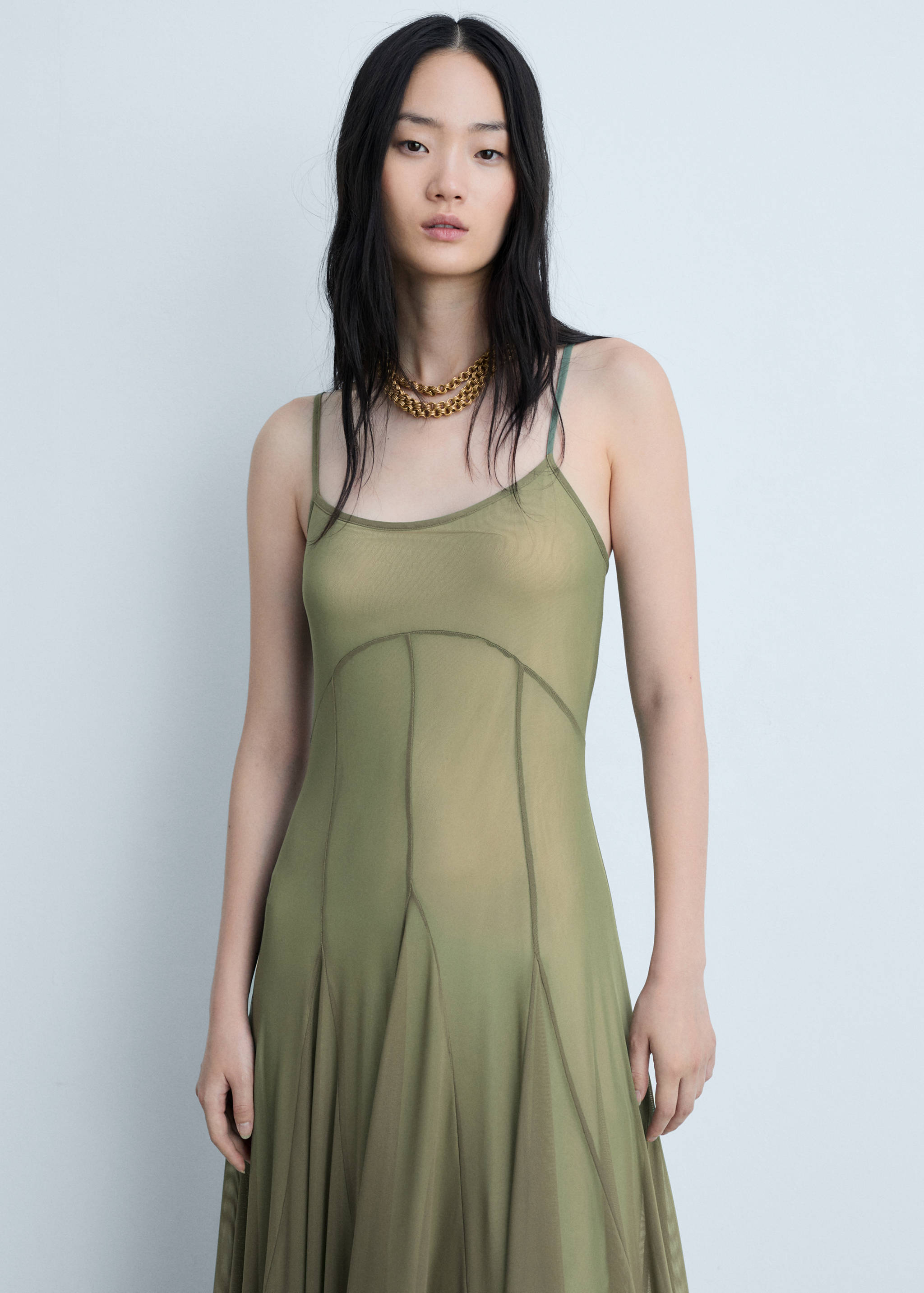 Vestido asimétrico tul costuras - Medium plane