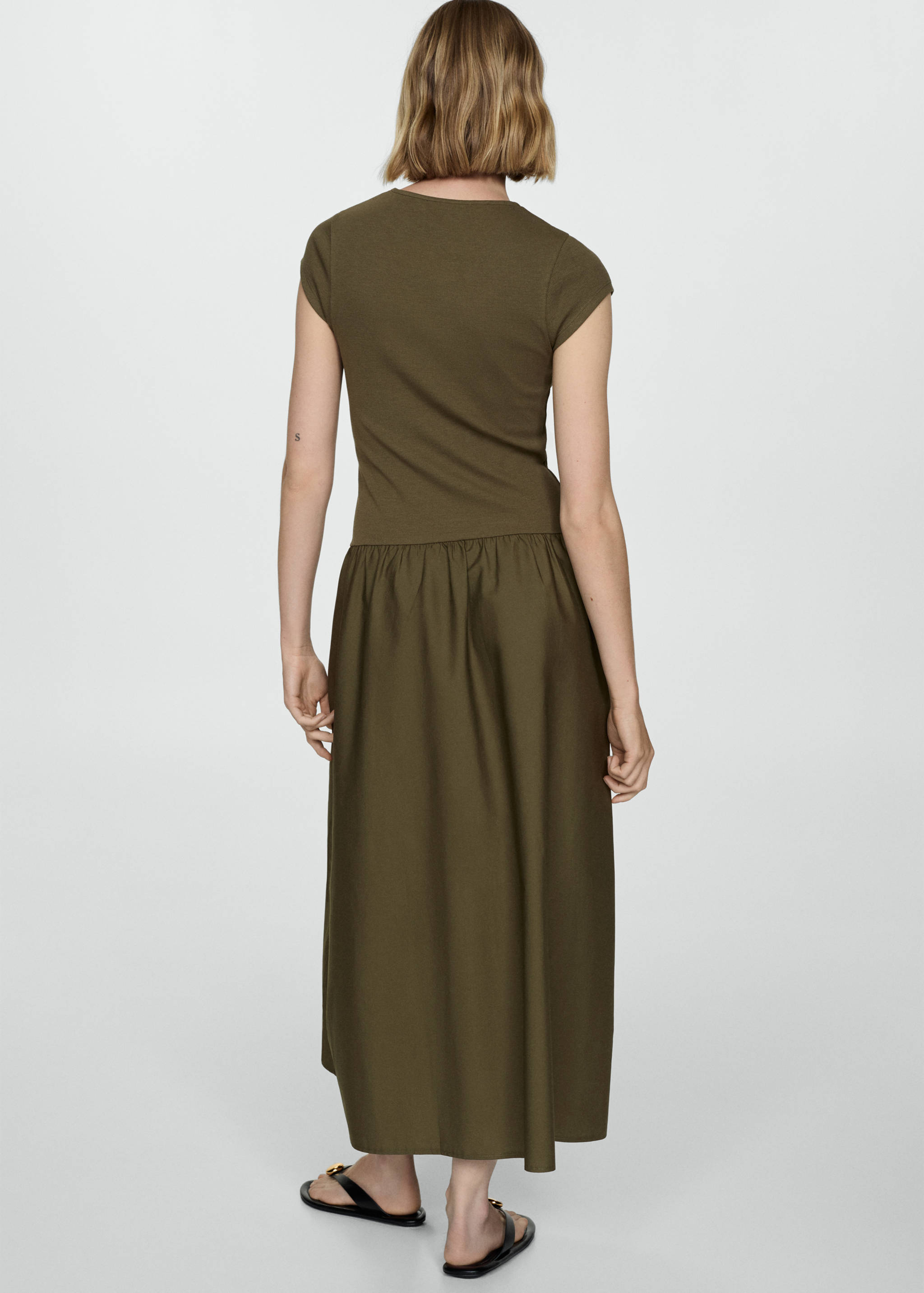 Flared dress in combined fabric - Reverse of the article