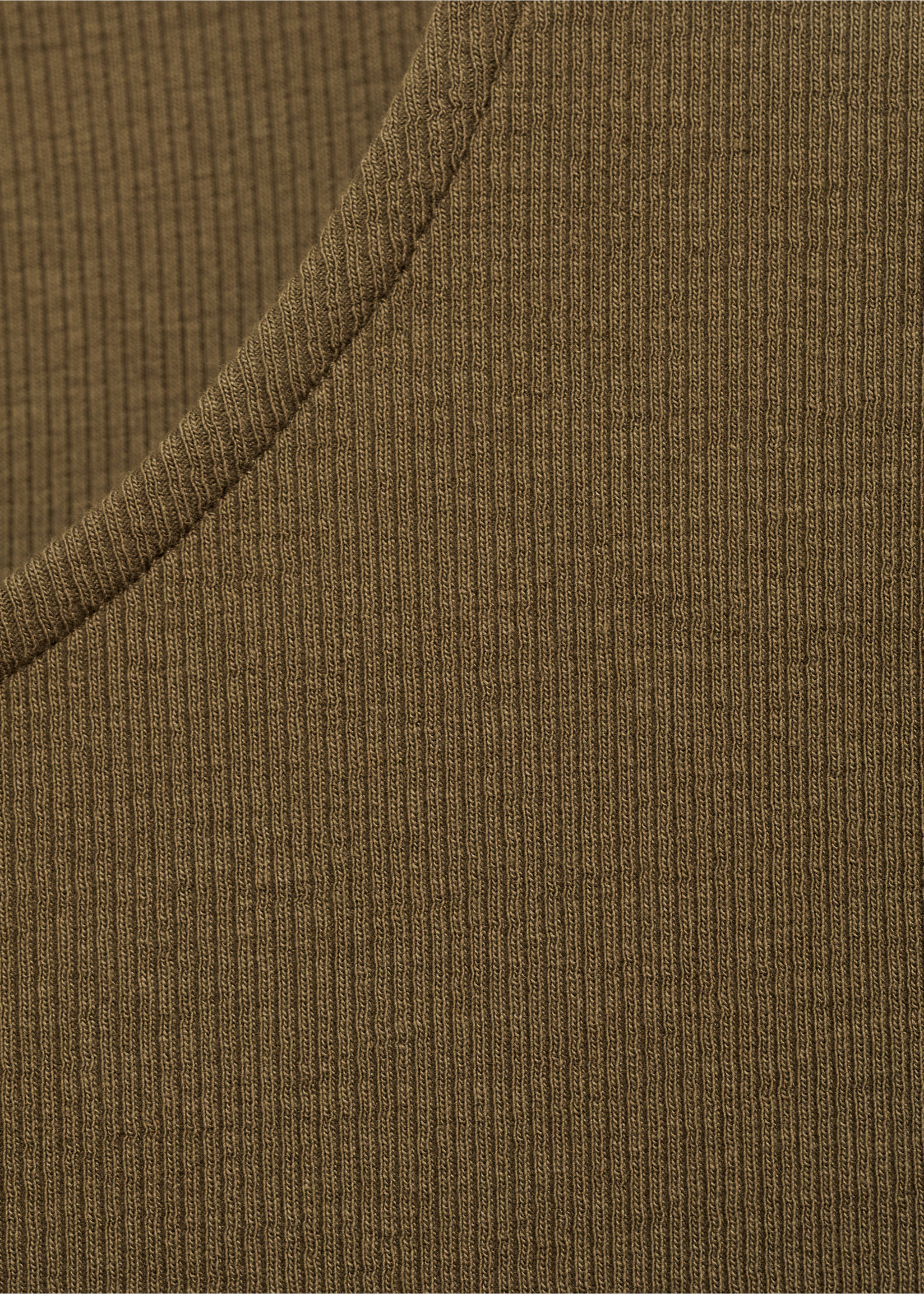 Flared dress in combined fabric - Details of the article 8, Khaki. Ref: 77044073-00.