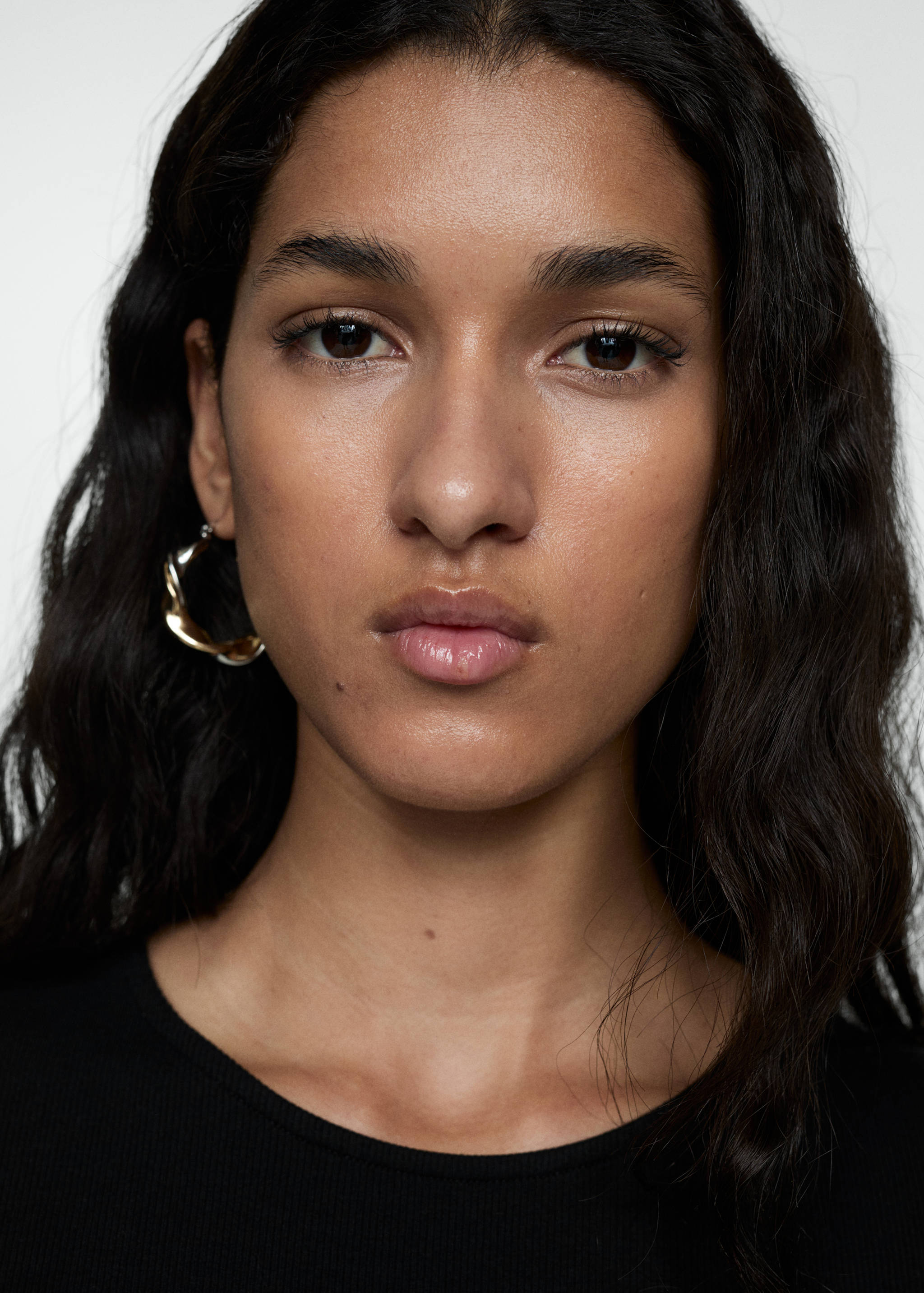 Flared dress in combined fabric - Details of the article 1