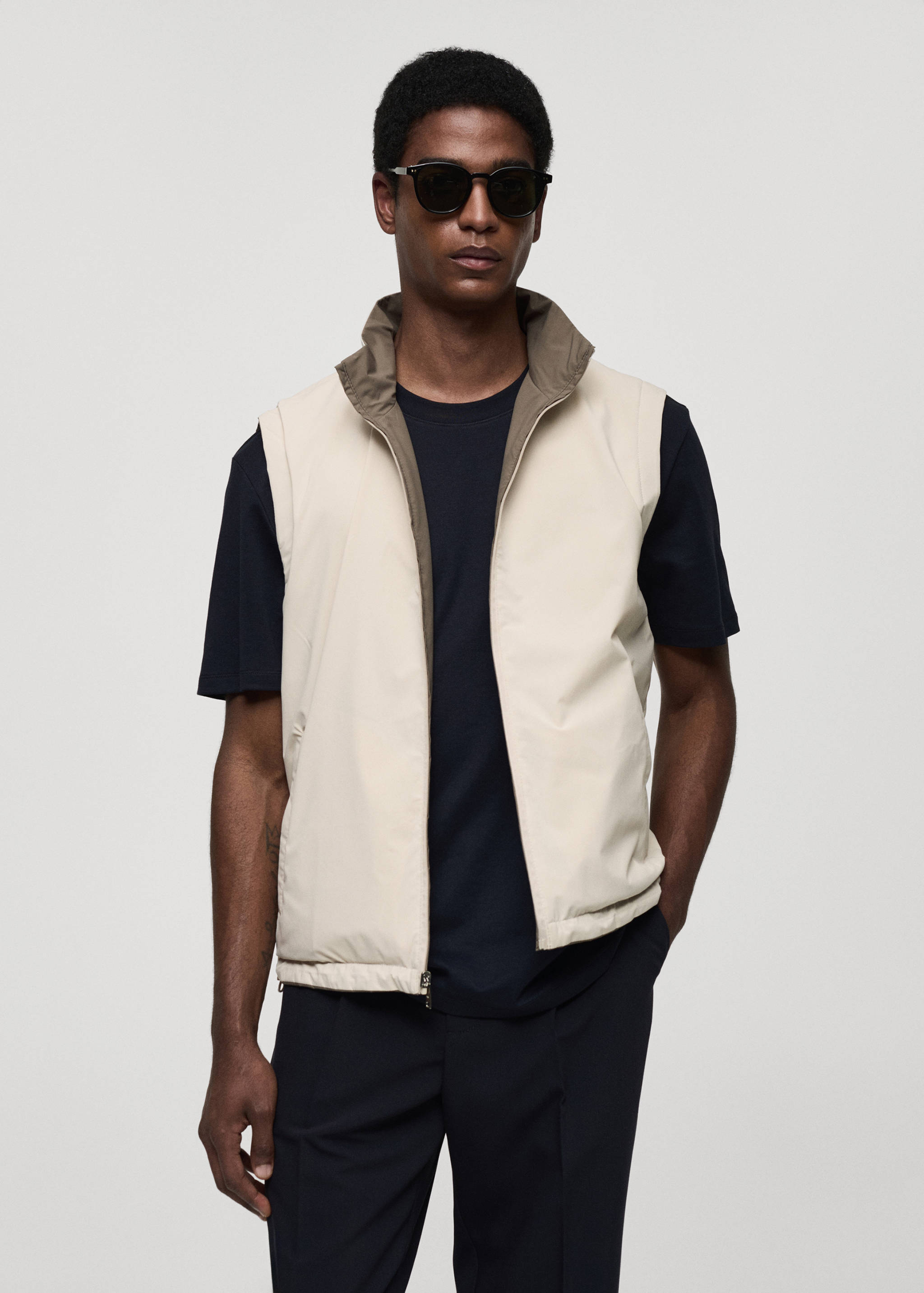 Reversible water-repellent gilet - Medium plane