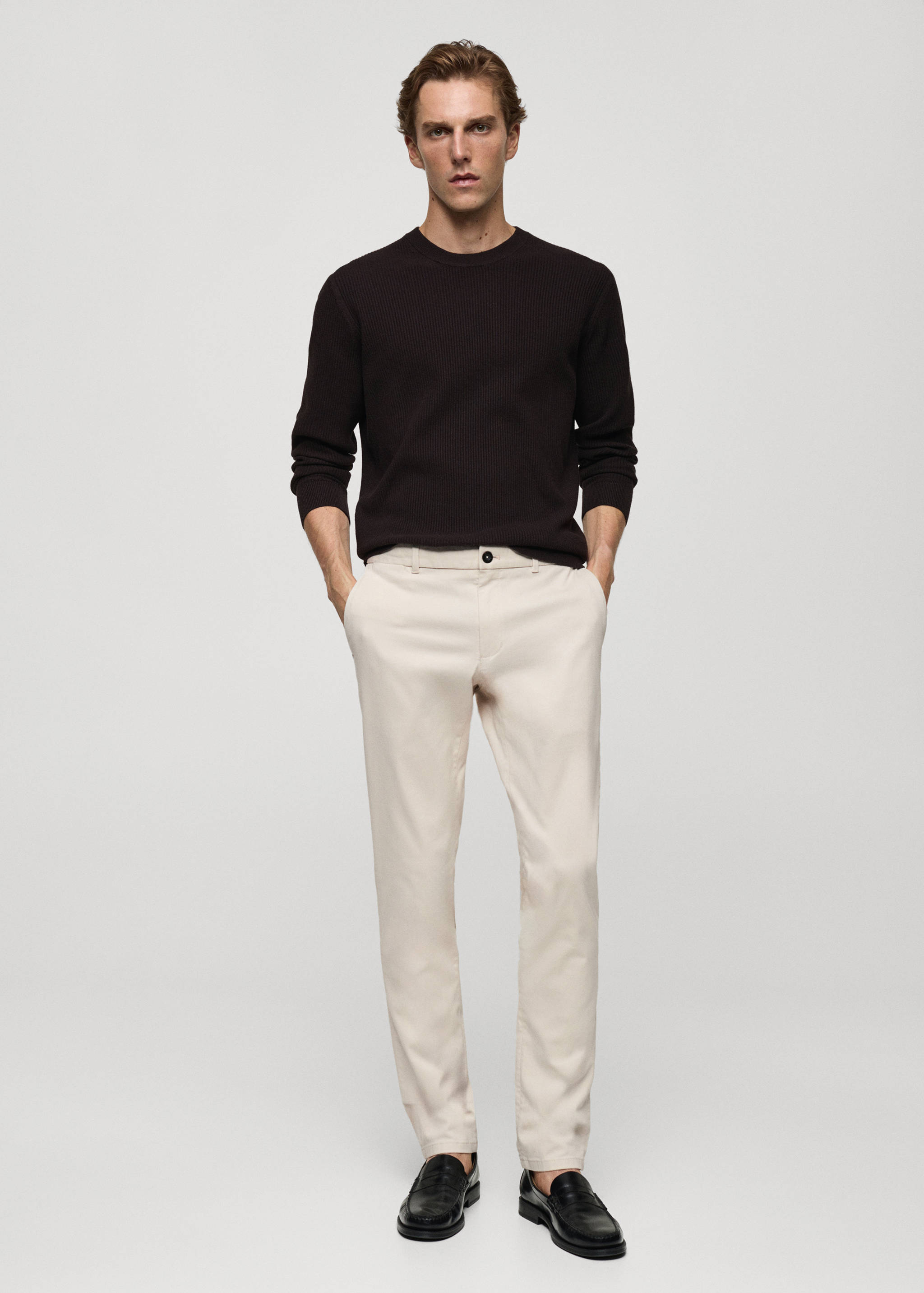 Slim fit serge chino trousers - General plane
