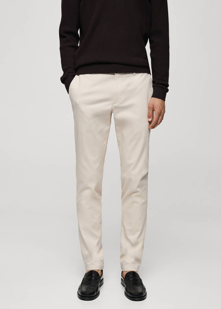 Slim fit serge chino trousers — Ecru