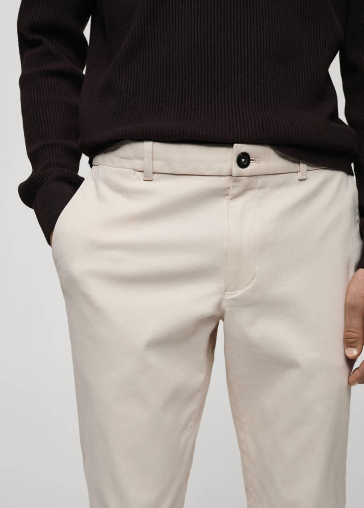Slim fit serge chino trousers — Ecru