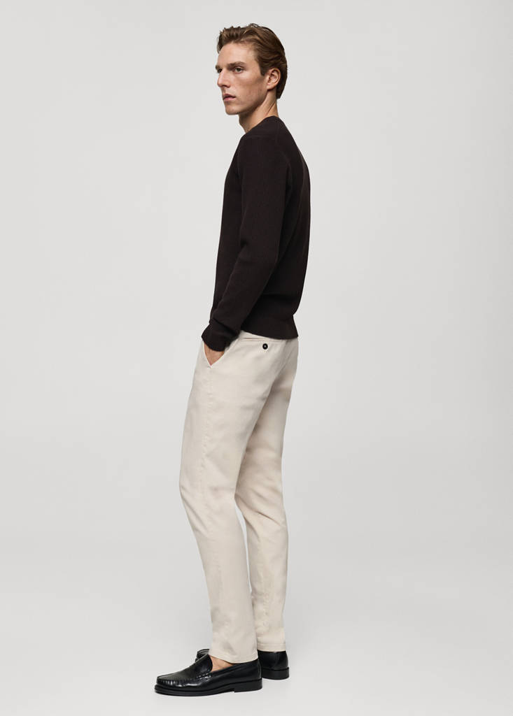 Slim fit serge chino trousers — Ecru