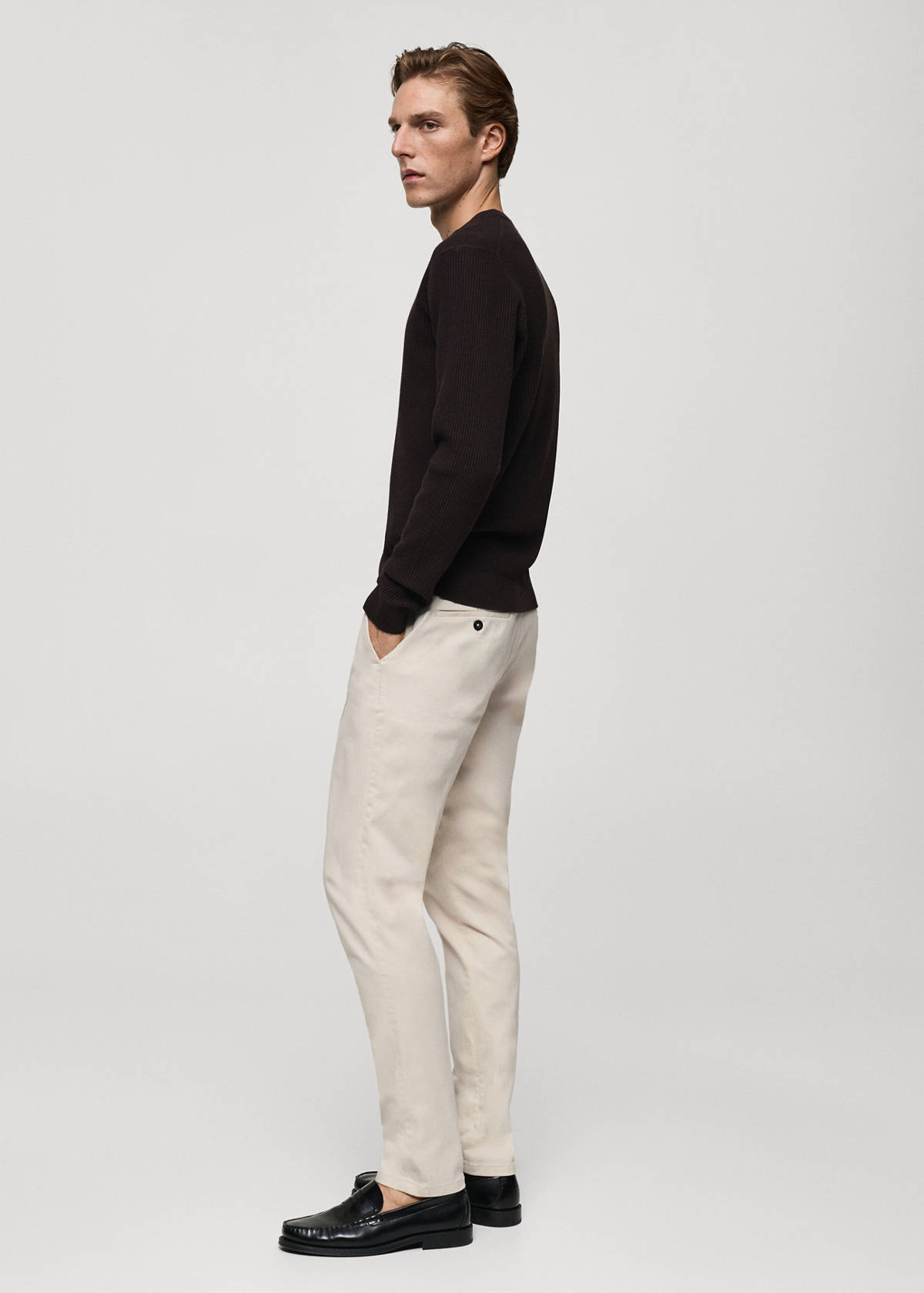 Slim fit serge chino trousers — Ecru