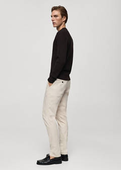 Slim fit serge chino trousers — Ecru 5