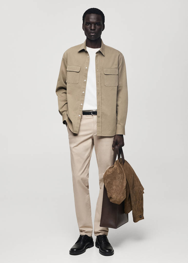 Slim fit serge chino trousers — Sand