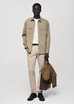 Slim fit serge chino trousers — Sand 2