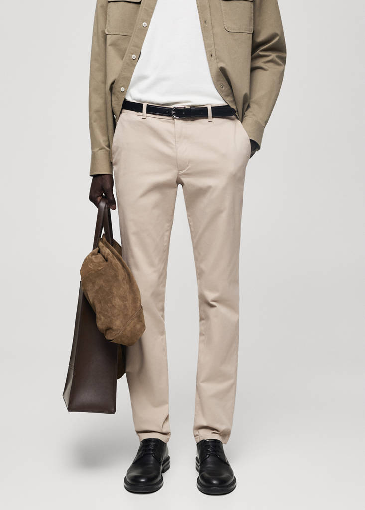 Slim fit serge chino trousers — Sand
