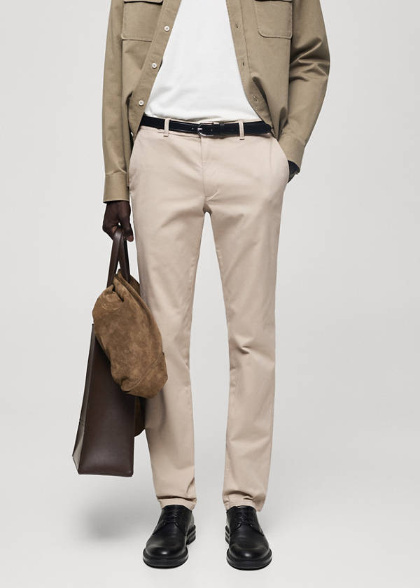 Slim fit serge chino trousers — Sand