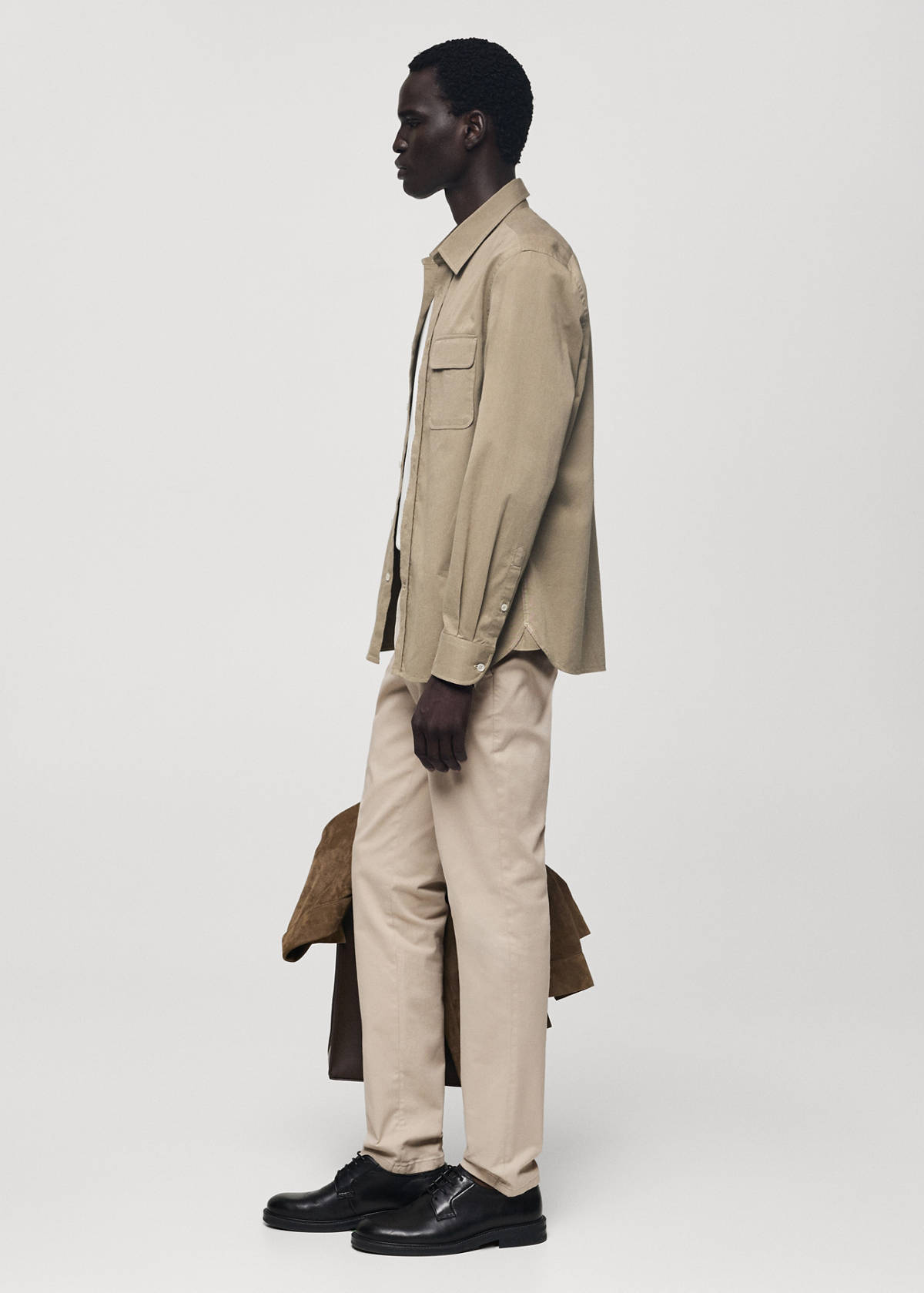 Slim fit serge chino trousers — Sand