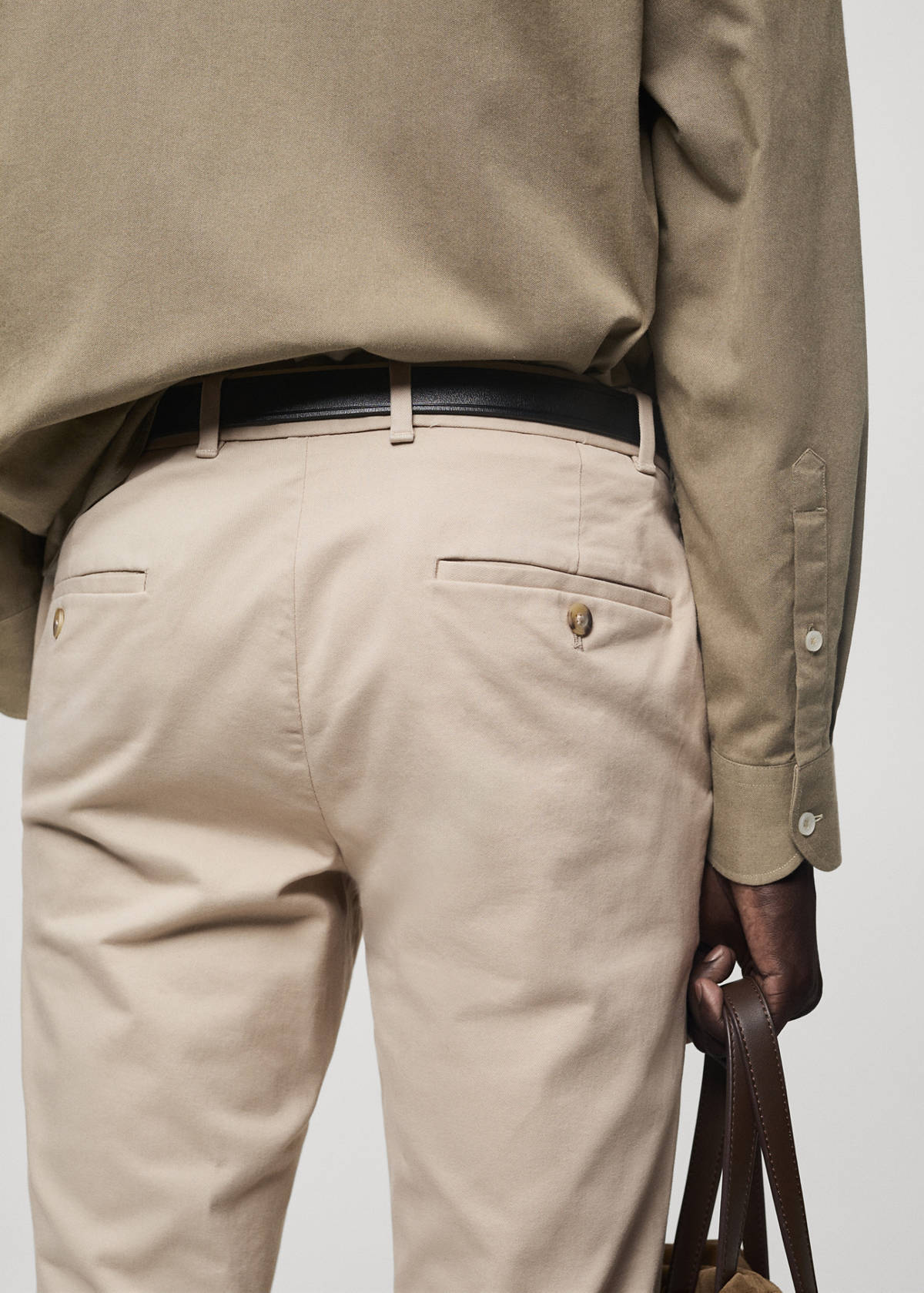 Slim fit serge chino trousers — Sand