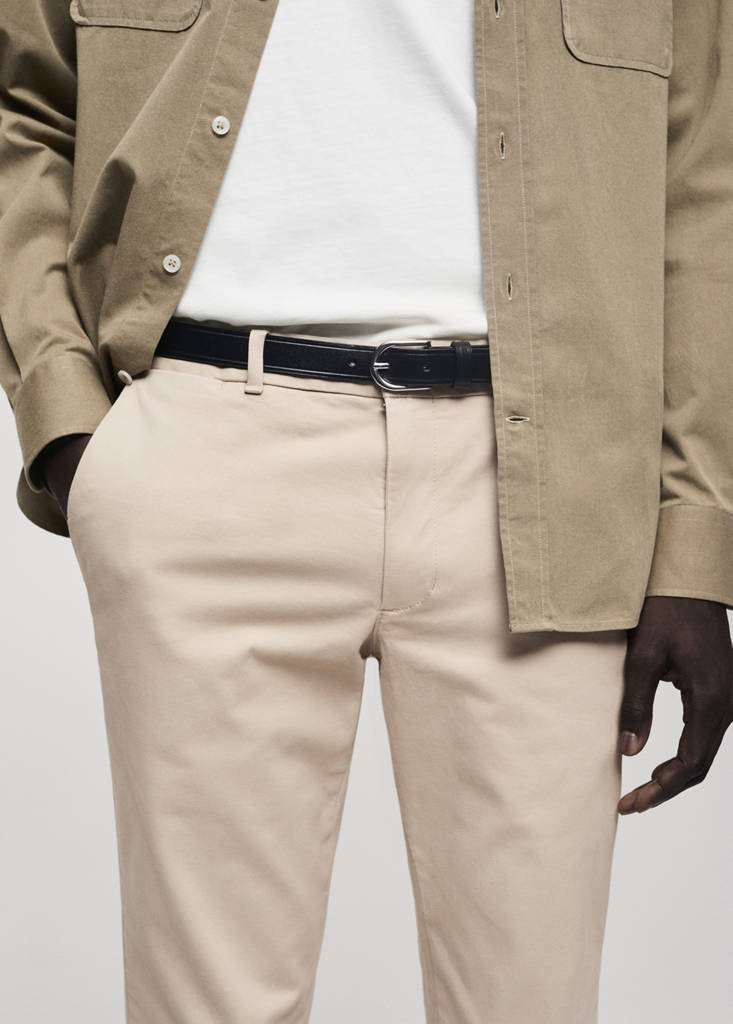 Slim fit serge chino trousers — Sand