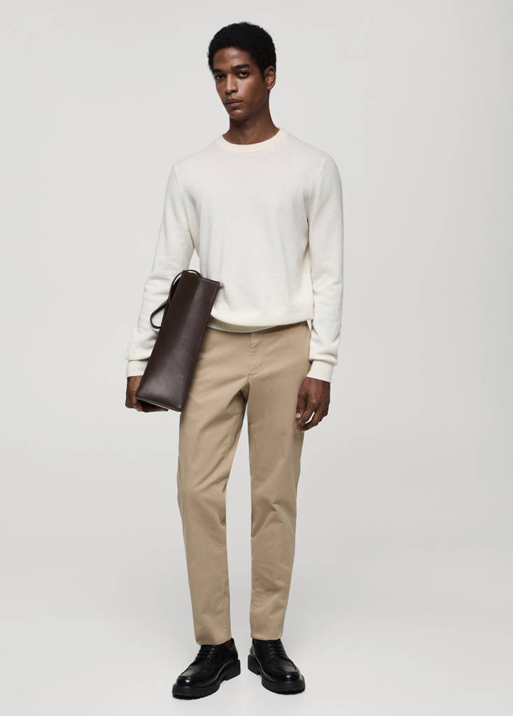 Slim fit serge chino trousers — Beige
