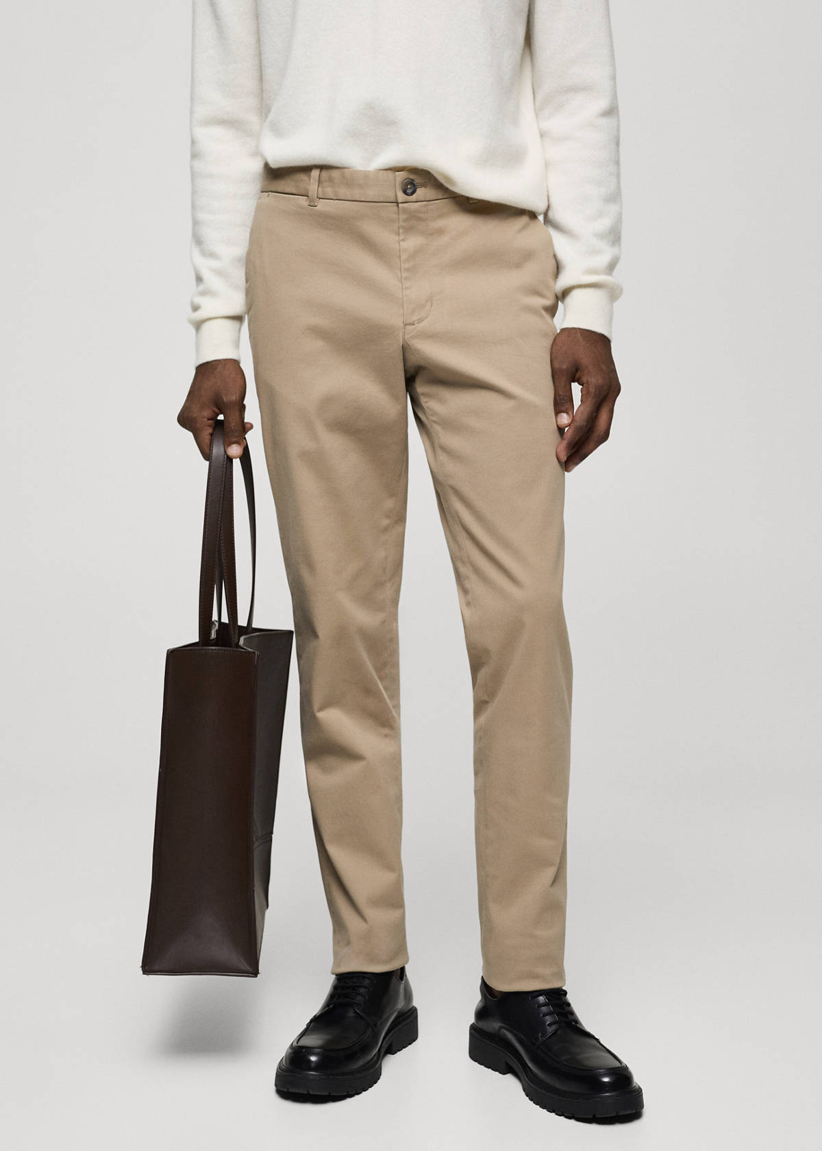 Slim fit serge chino trousers — Beige
