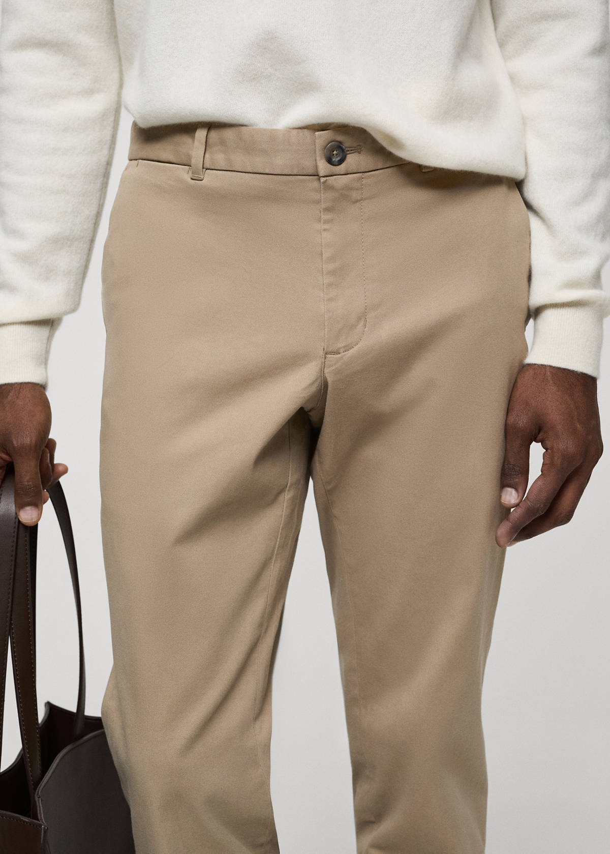 Slim fit serge chino trousers — Beige