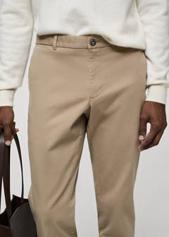 Slim fit serge chino trousers — Beige 4