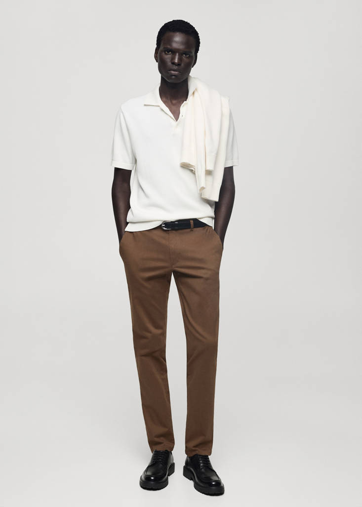 Slim fit serge chino trousers — Brown