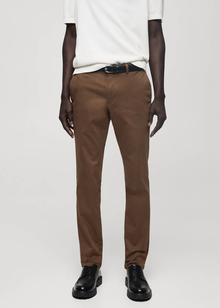 Slim fit serge chino trousers — Brown