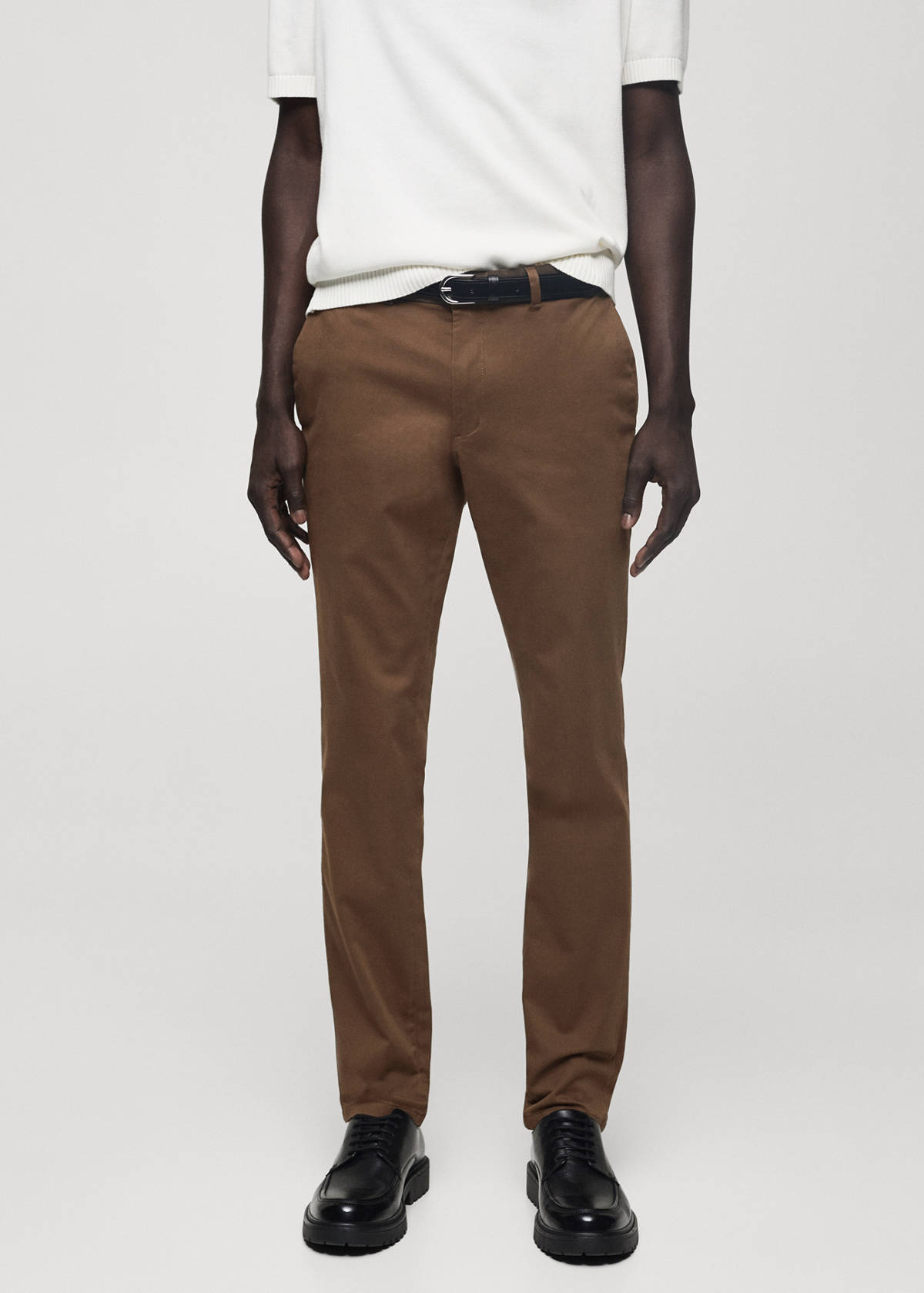 Slim fit serge chino trousers — Brown