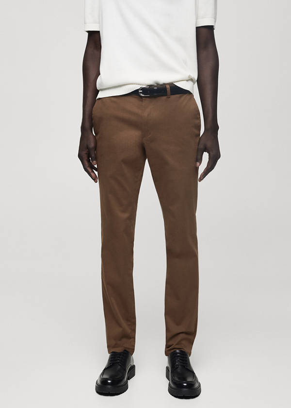 Slim fit serge chino trousers — Brown