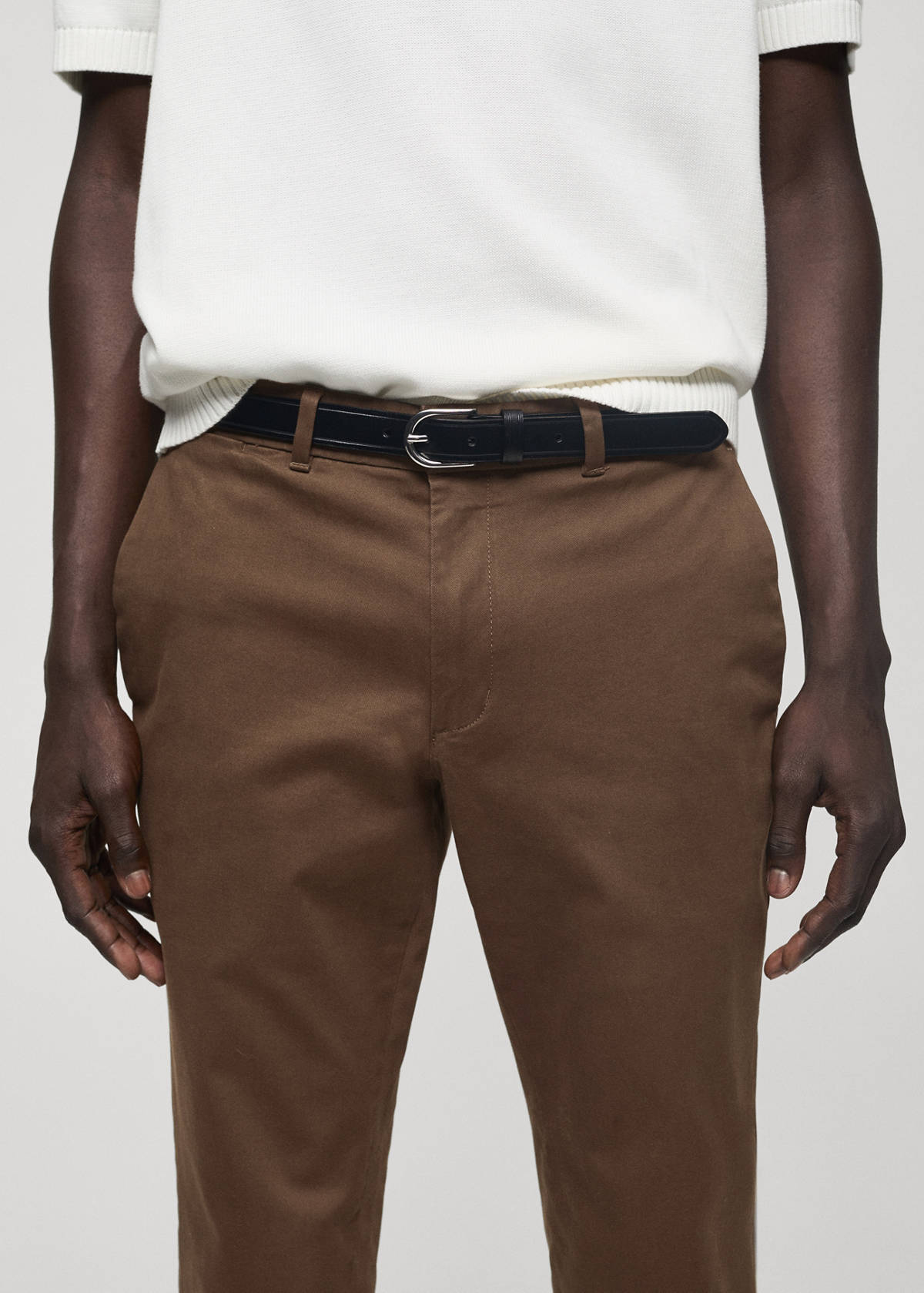 Slim fit serge chino trousers — Brown