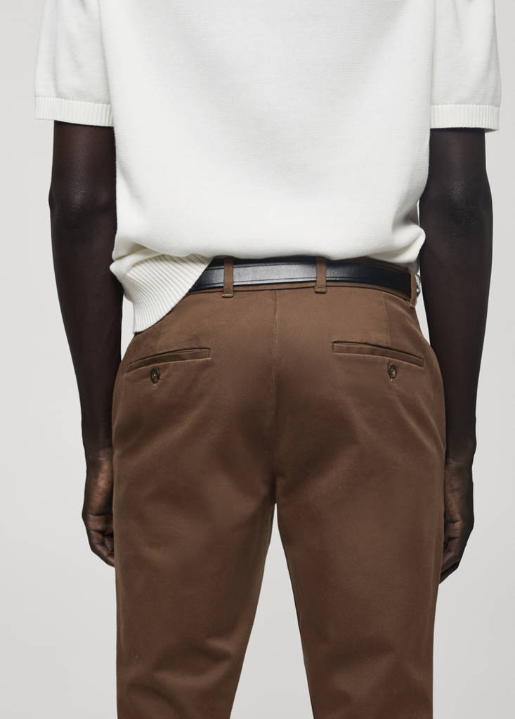 Slim fit serge chino trousers — Brown