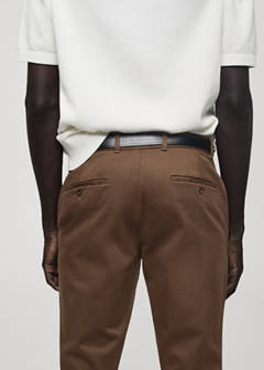 Slim fit serge chino trousers — Brown 6