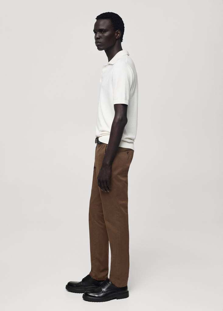 Slim fit serge chino trousers — Brown