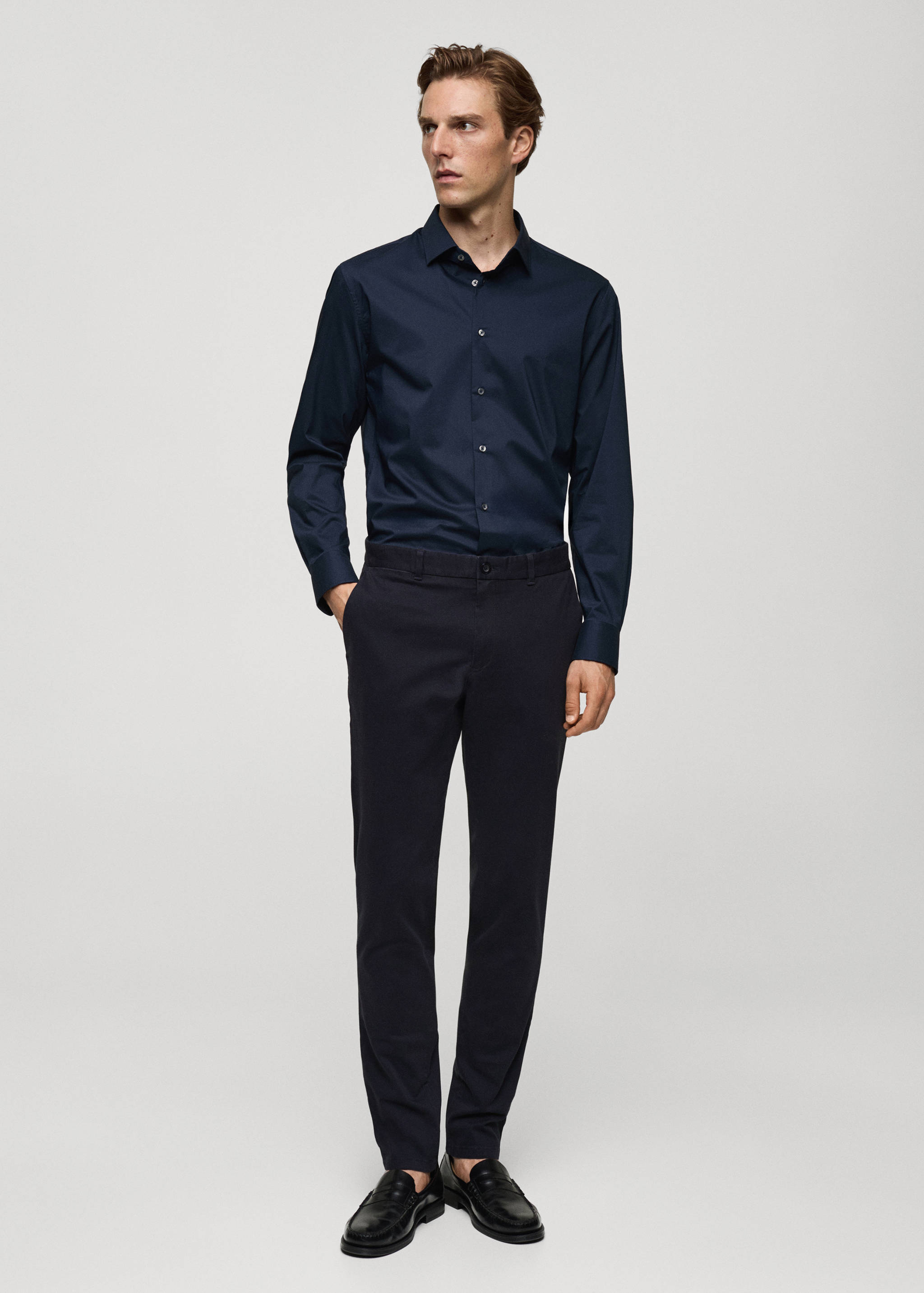Slim fit serge chino trousers - General plane