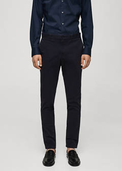 Slim fit serge chino trousers — Dark Navy 1
