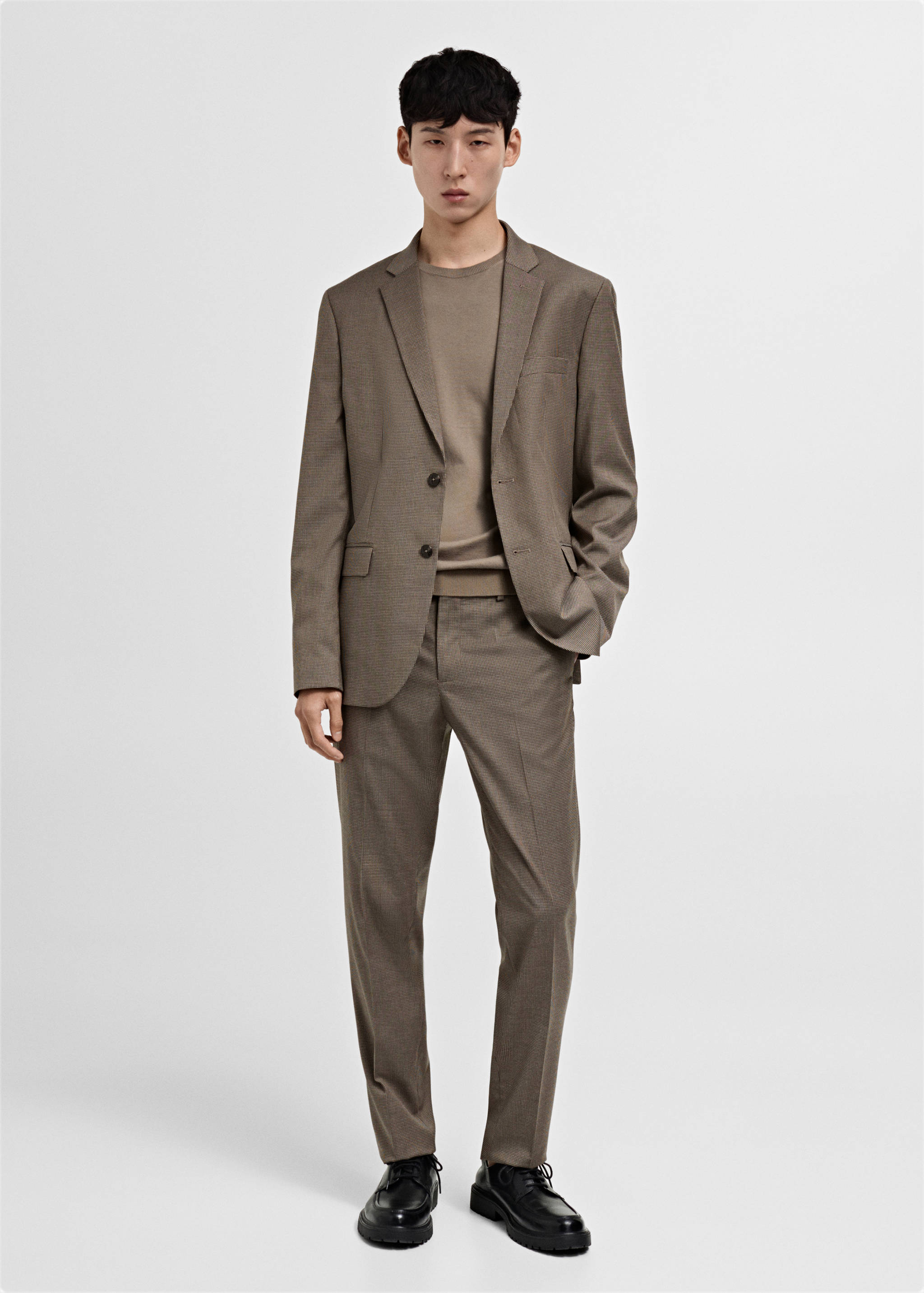 千鸟格超修身西装裤 - null