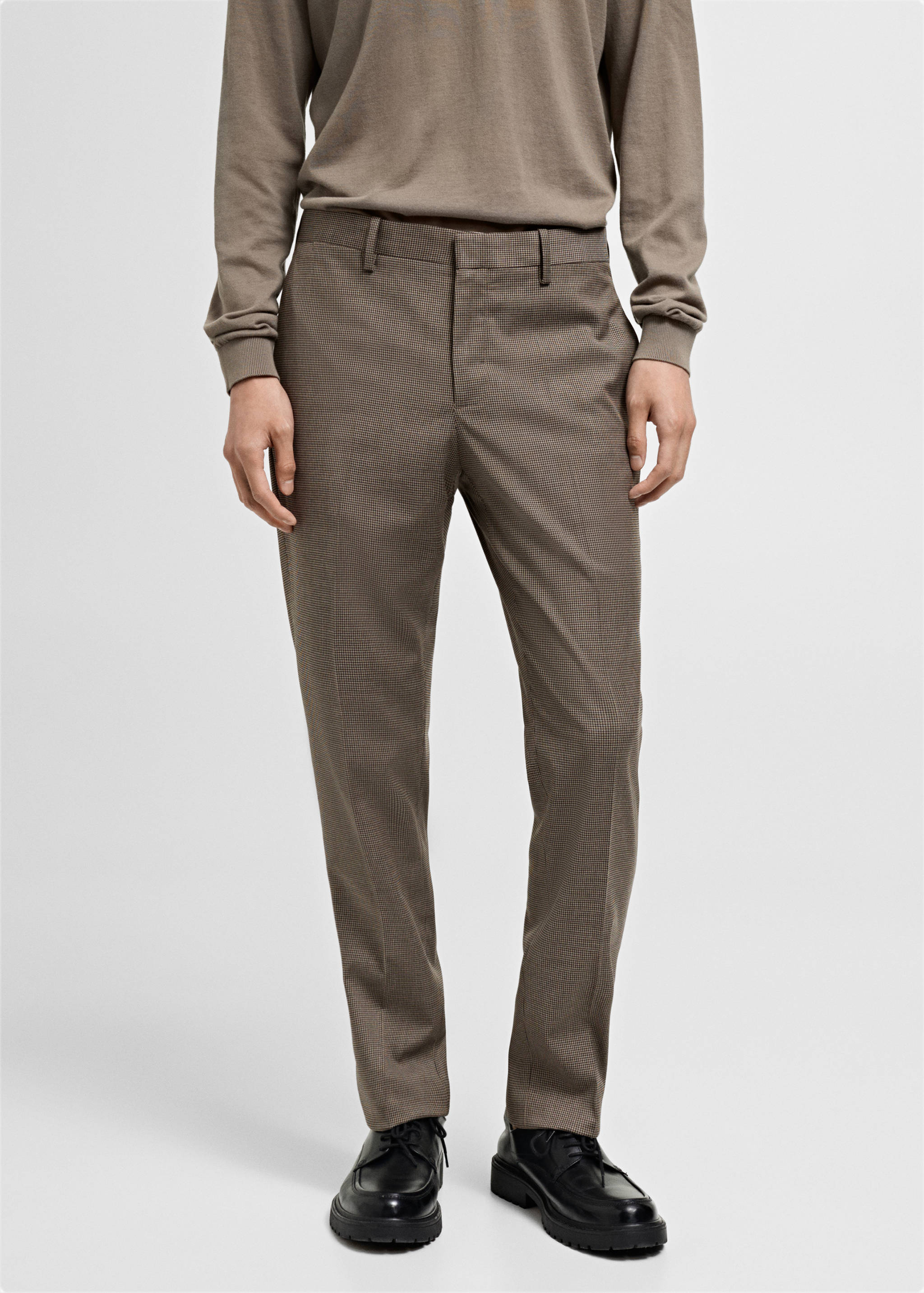 千鸟格超修身西装裤 - null