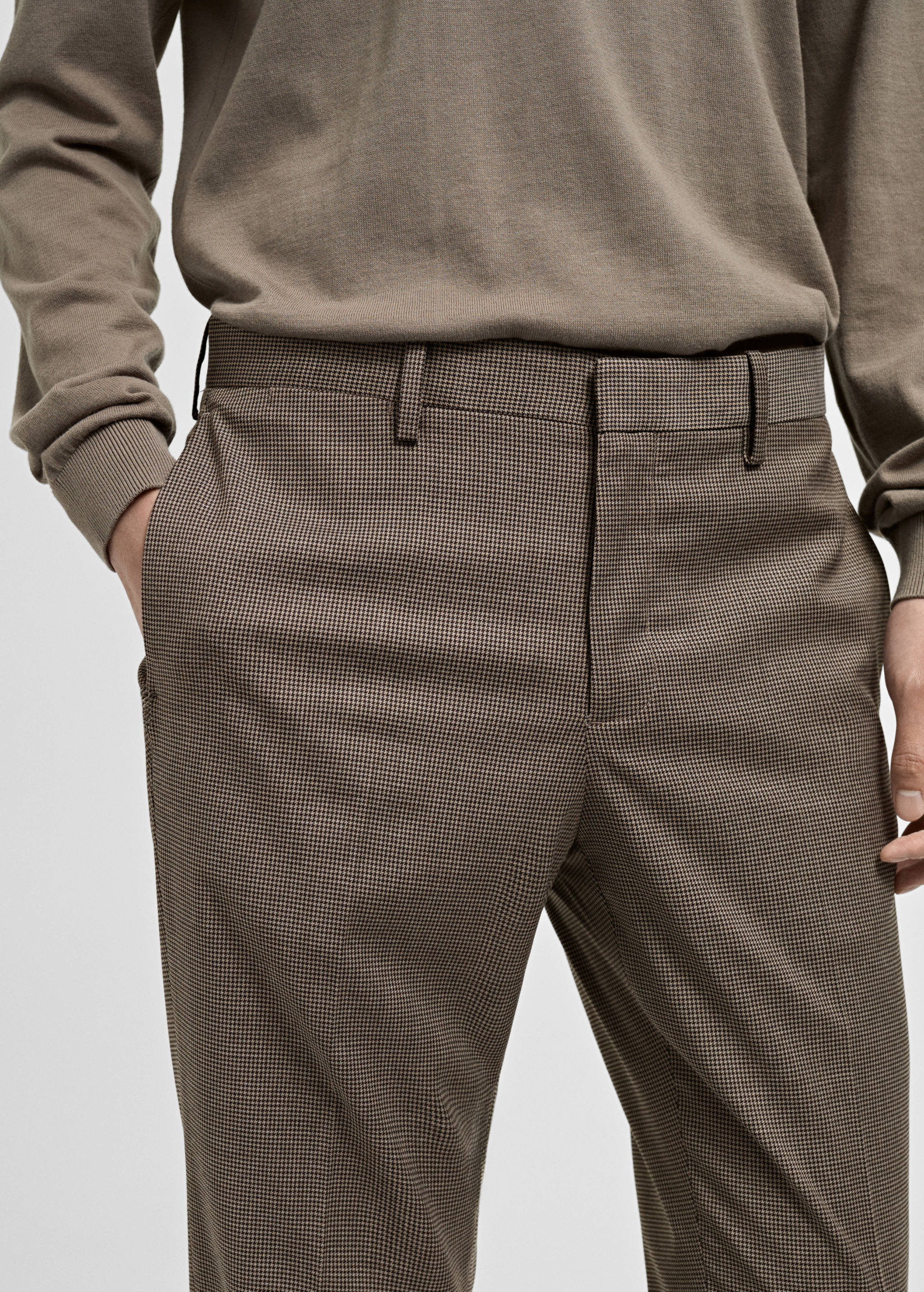 千鸟格超修身西装裤 - null