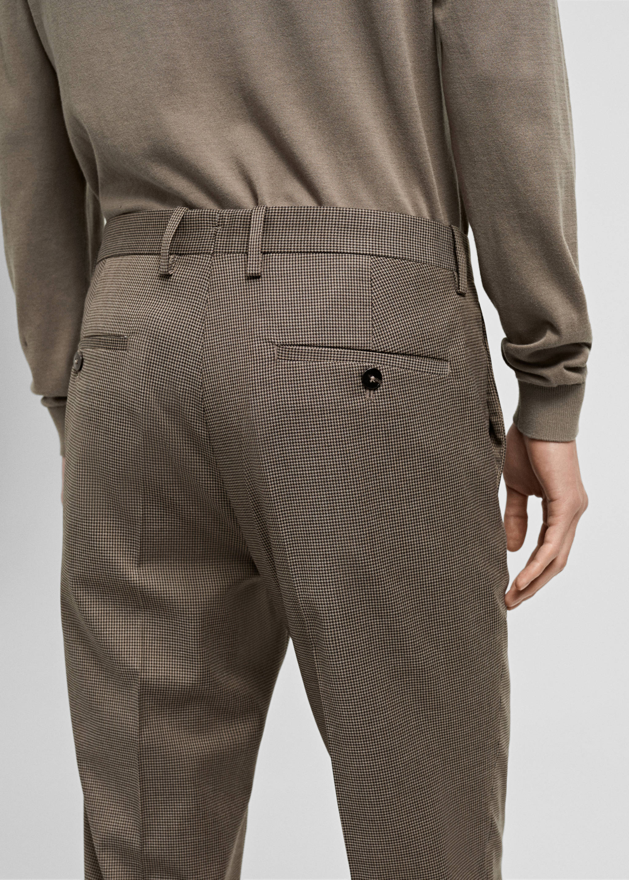 千鸟格超修身西装裤 - null