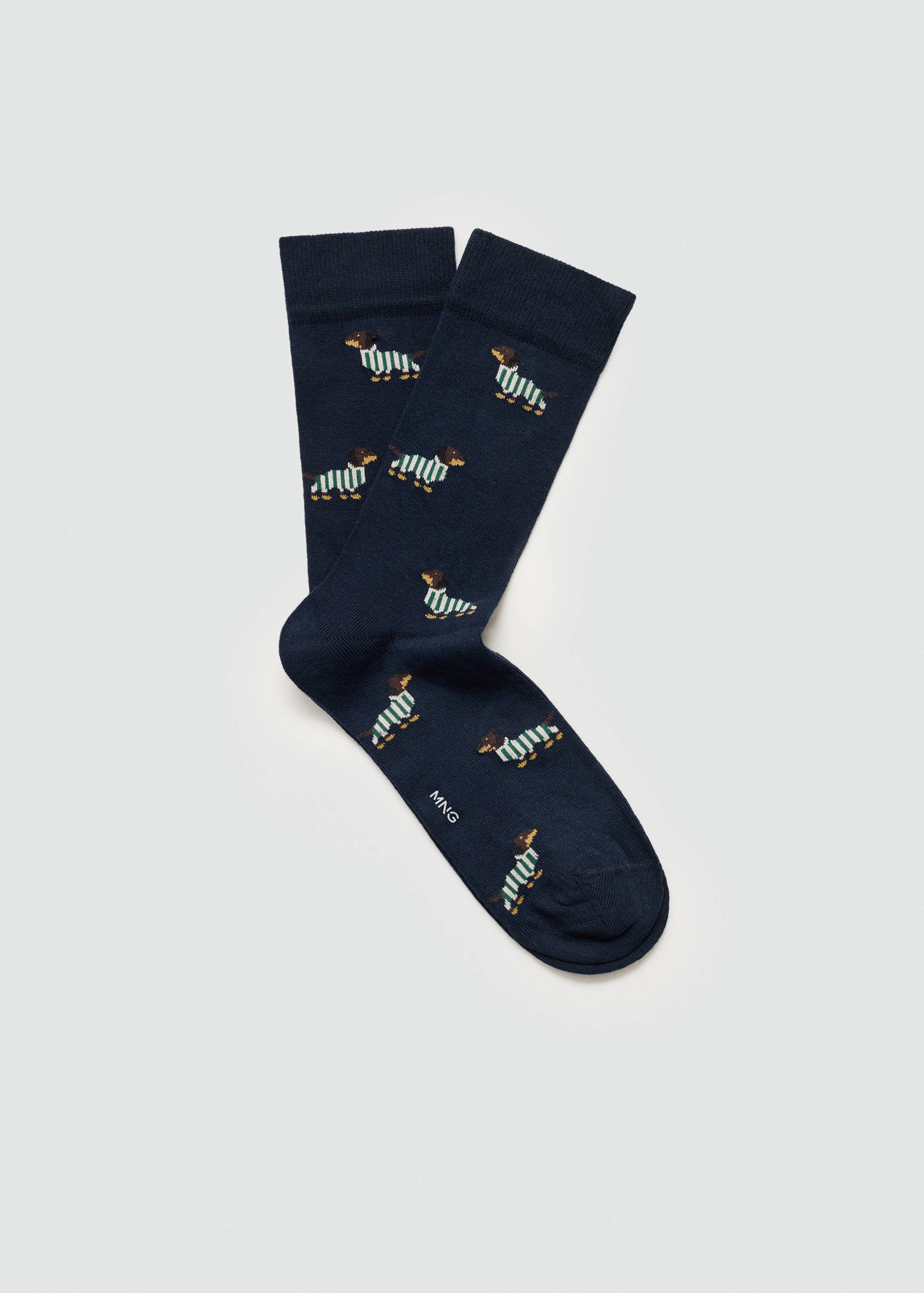 Dog-embroidered cotton socks - Article without model