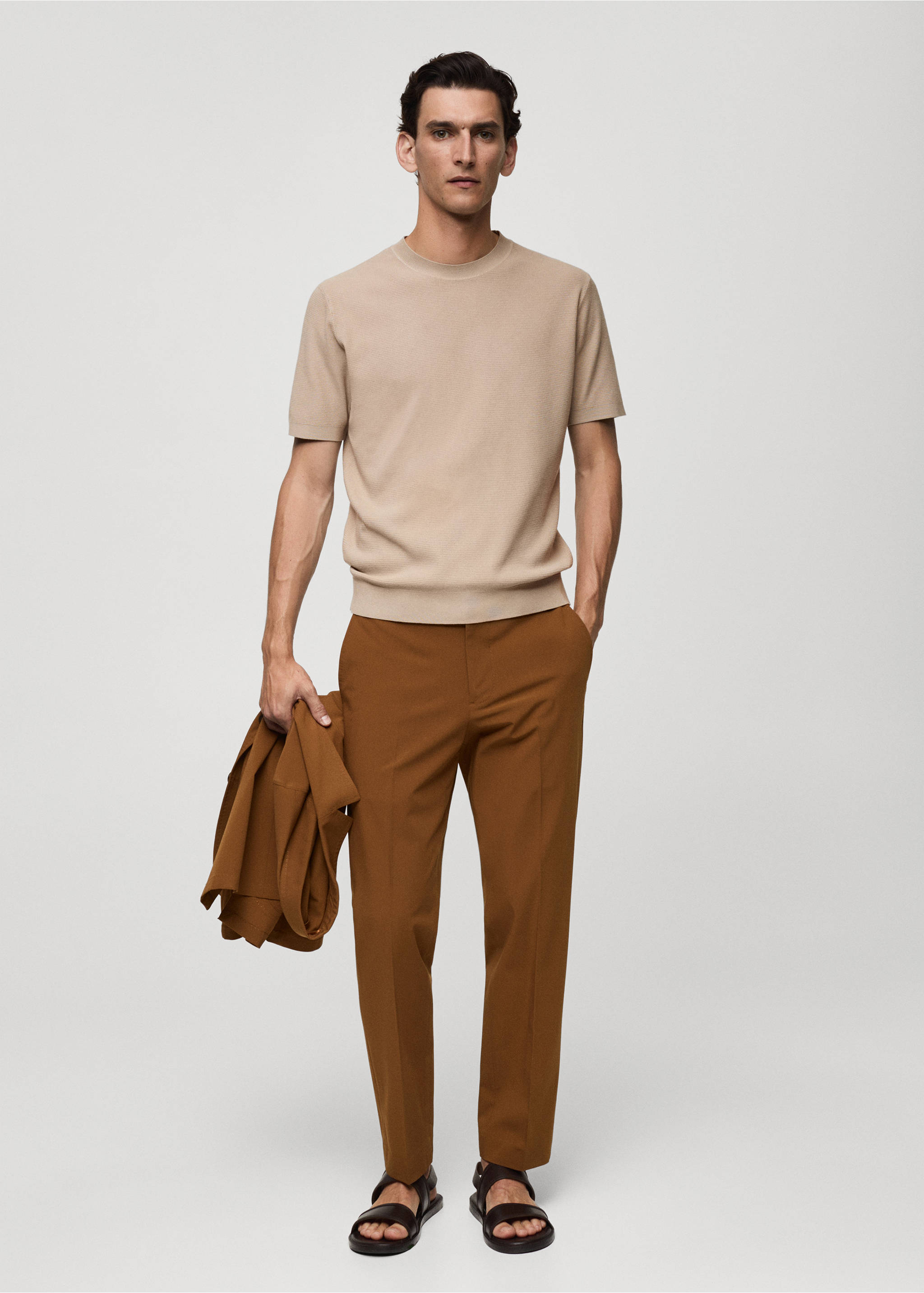 Костюмные брюки slim fit - Общий план, Золотисто-оранжевый. Ref: 77044445-00.