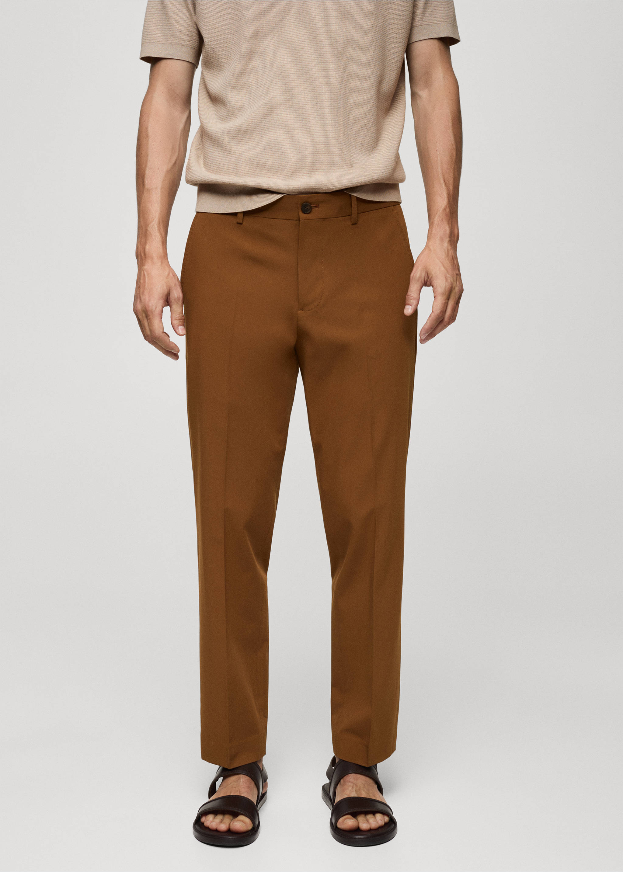 Костюмные брюки slim fit - Средний план, Золотисто-оранжевый. Ref: 77044445-00.