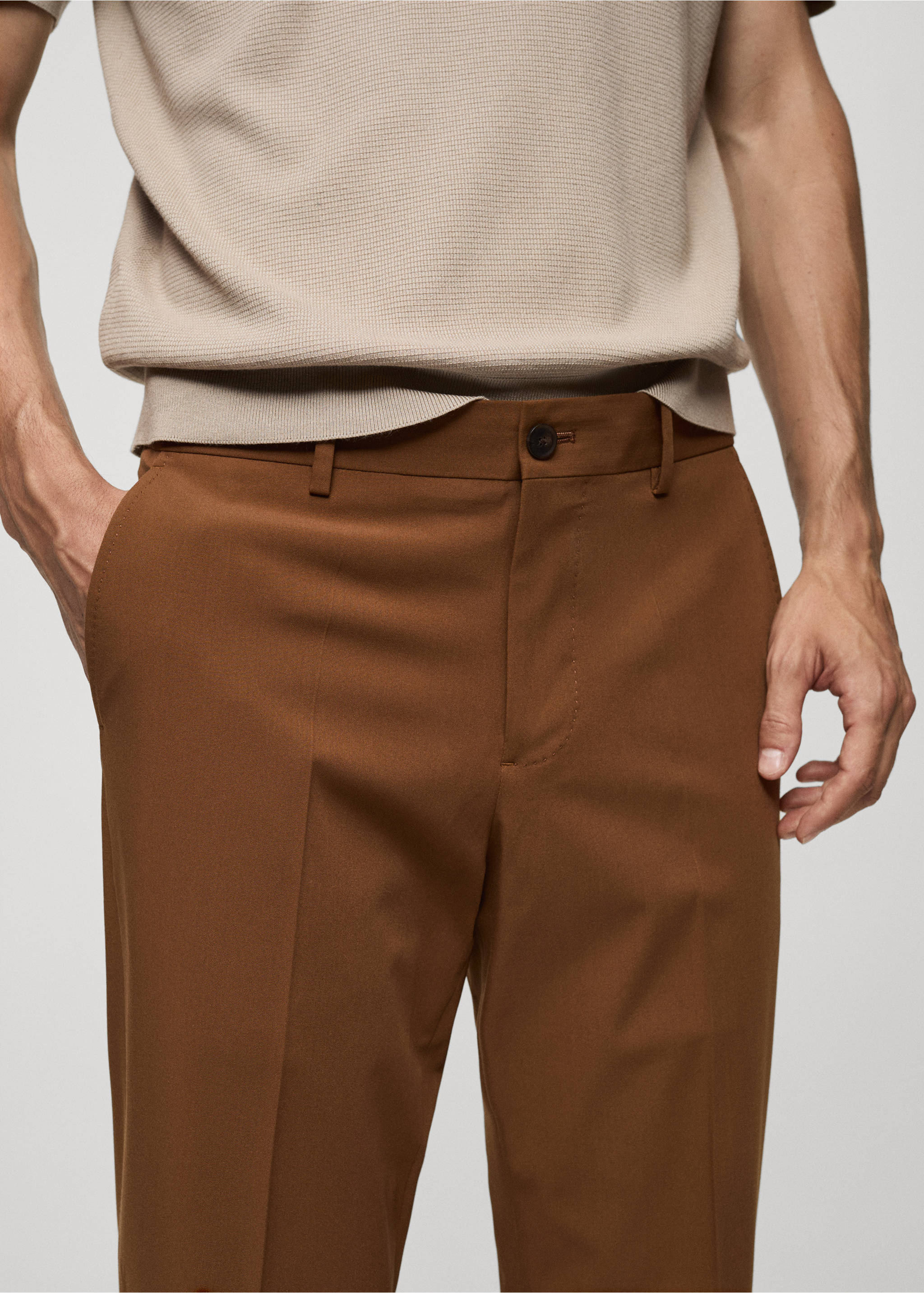 Костюмные брюки slim fit - Деталь изделия 1, Золотисто-оранжевый. Ref: 77044445-00.