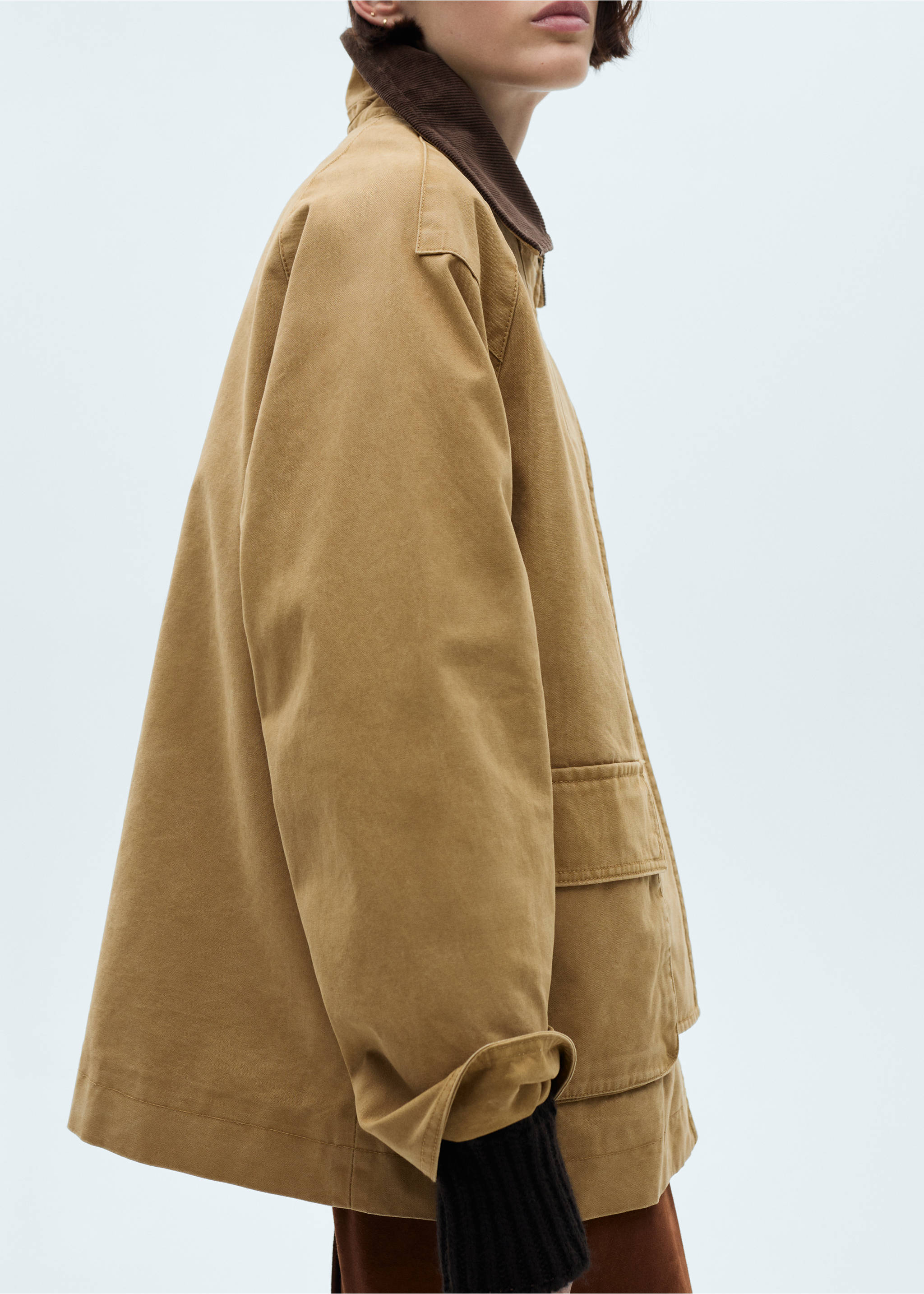 Pockets cotton parka - Details of the article 3, Medium Brown. Ref: 77044760-00.
