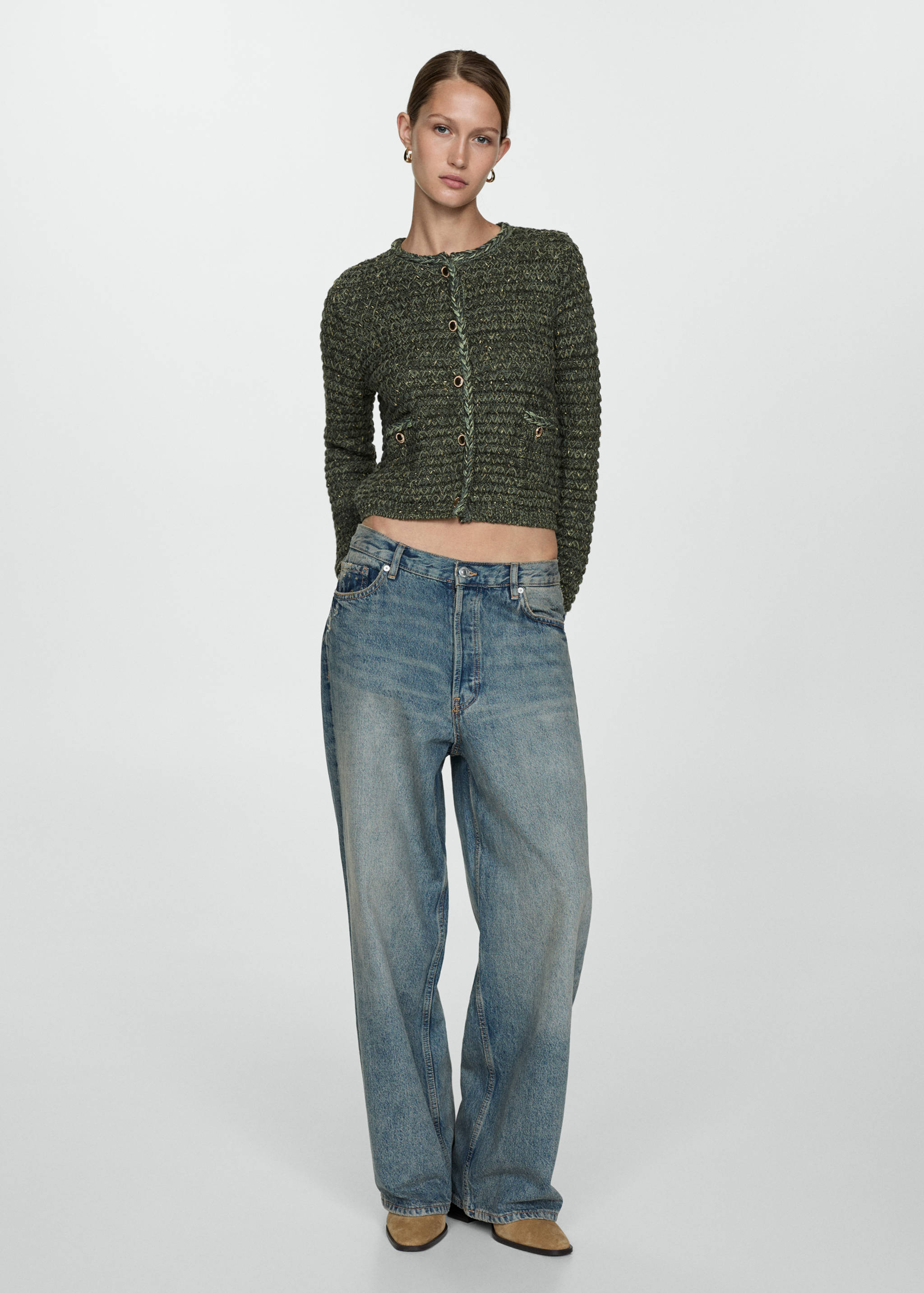 Lurex chunky-knit cardigan - General plane