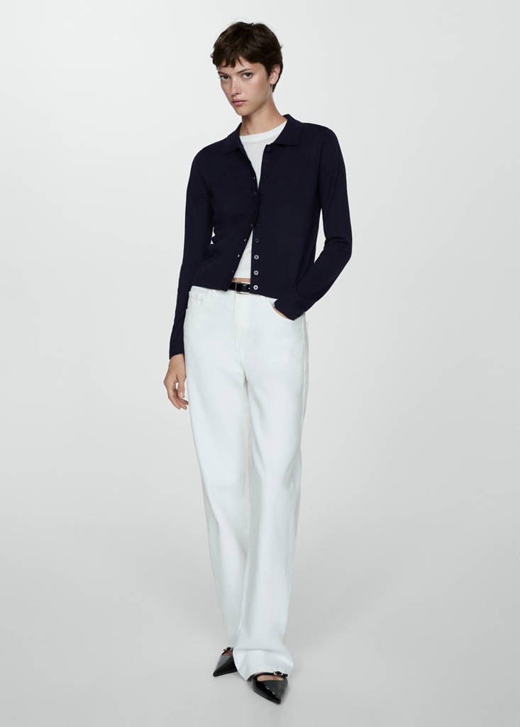 Polo-neck cardigan — Dark Navy