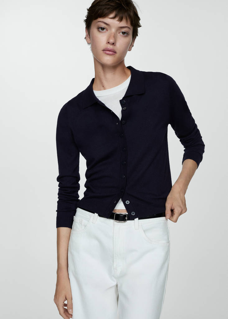 Polo-neck cardigan — Dark Navy