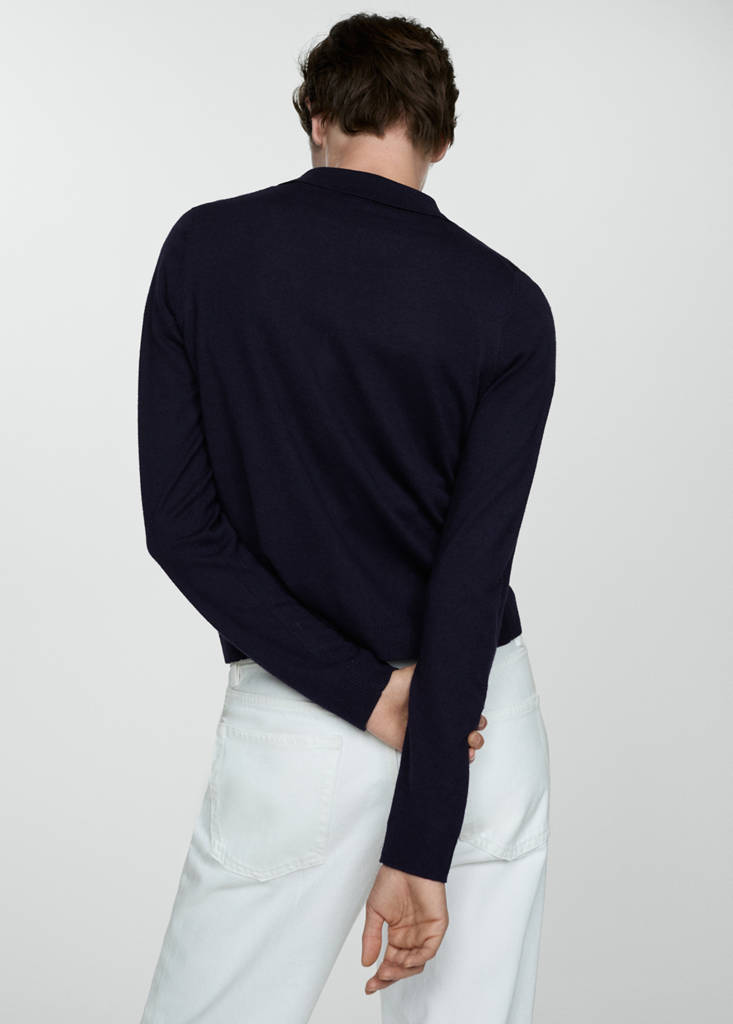 Polo-neck cardigan — Dark Navy