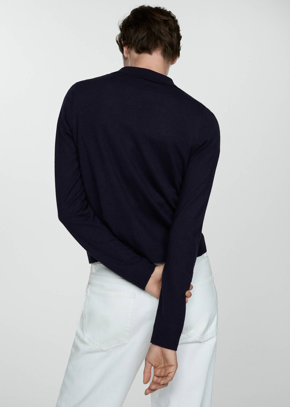 Polo-neck cardigan — Dark Navy