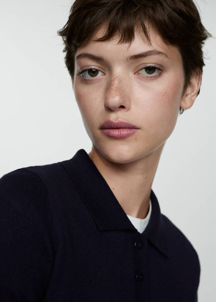 Polo-neck cardigan — Dark Navy